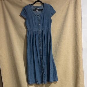 Jay Jacobs Vintage Casual Blue Denim Button-Front Midi Dress‎